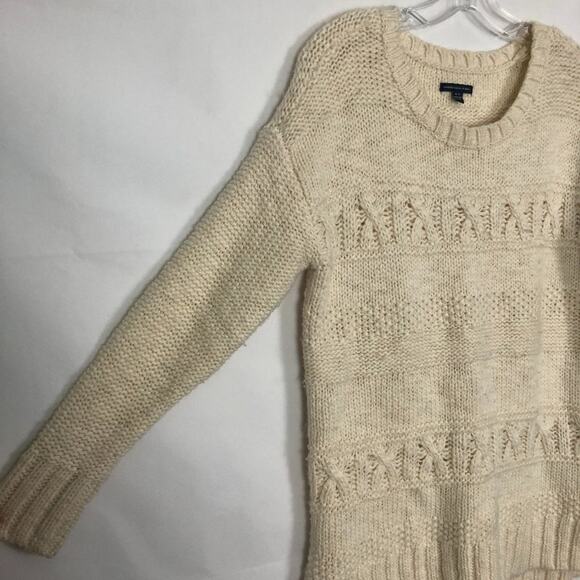 American Eagle Fisherman Wool Blend Old Money Academia Chunky Sweater Sz Medium - Picture 5 of 11